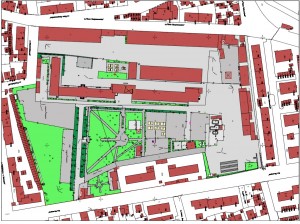 Тематична карта от геодезично заснемане на казармен терен в  Ловеч