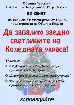 Коледната елха в Левски грейва утре