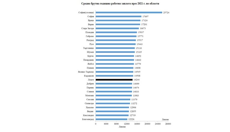 Каква е била средна брутна годишна работна заплата през 2021 година?