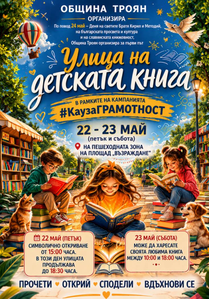 Първо издание на „Улица на детската книга“ в Троян по повод 24 май